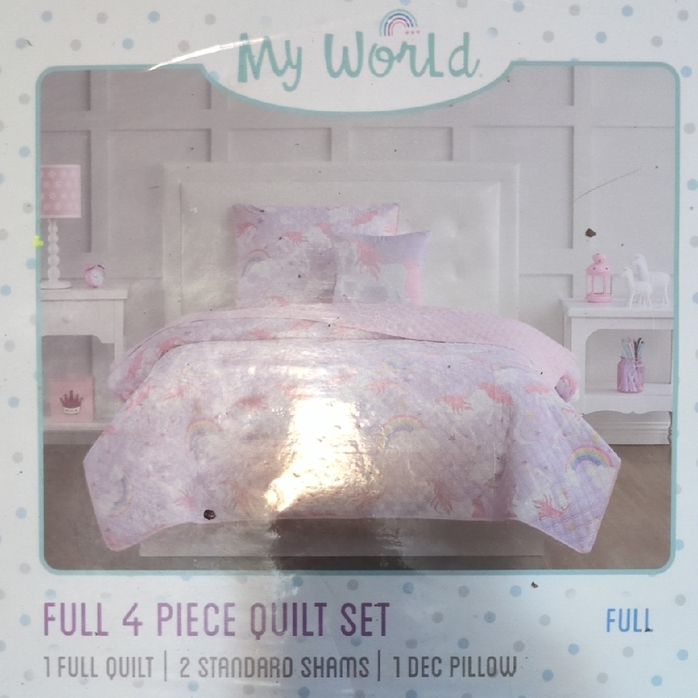 Pink Unicorn Quilt Set